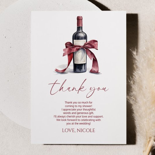 ヴァウズ前のヴィノ 赤ワインボトル リボン ブライダルシャワー サンキューカード