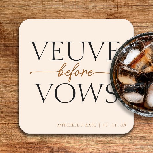 ヴァウ・ビフォー・ヴァウズ タン ブラウン ブライダルシャワー スクエアペーパーコースター