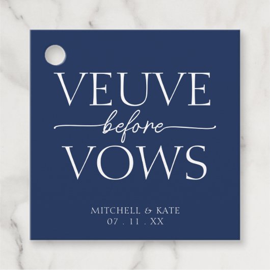 ヴァウ・ビフォー・ヴァウズ ネイビーブルー&ホワイト ウェディングシャワー フェイバータグ (正面)