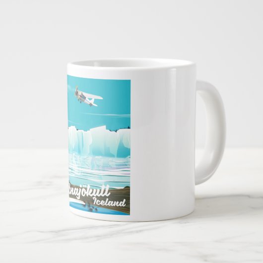 ヴァトナヨクフルアイスランド旅行ポスター ジャンボコーヒーマグカップ (正面右)