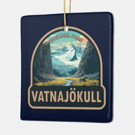 ヴァトナヨクフルナショナルパークアイスランドトラベルヴィンテージ セラミックオーナメント (左)