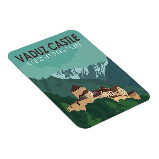 ヴァドゥーズキャッスルリヒテンシュタイン旅行ヴィンテージアート マグネット (右側)
