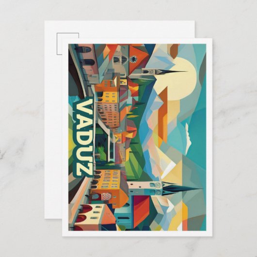 ヴァドゥーズリヒテンシュタイン旅行芸術的カラフル ポストカード (正面/裏面)