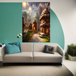 ヴァルハラのジンジャーブレッド村 | AIアートポスター ポスター