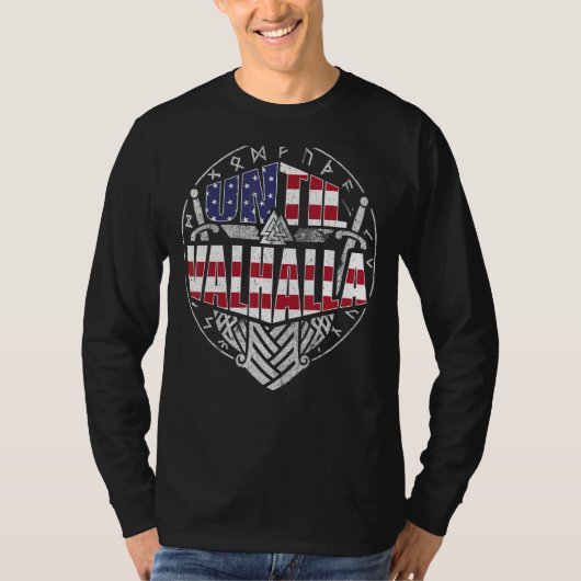 ヴァルハラバイキング米国国旗まで Tシャツ (正面)