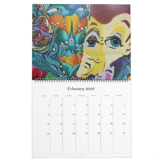 ヴァルパライソ通りアート2026ラージ カレンダー (2月 2026)