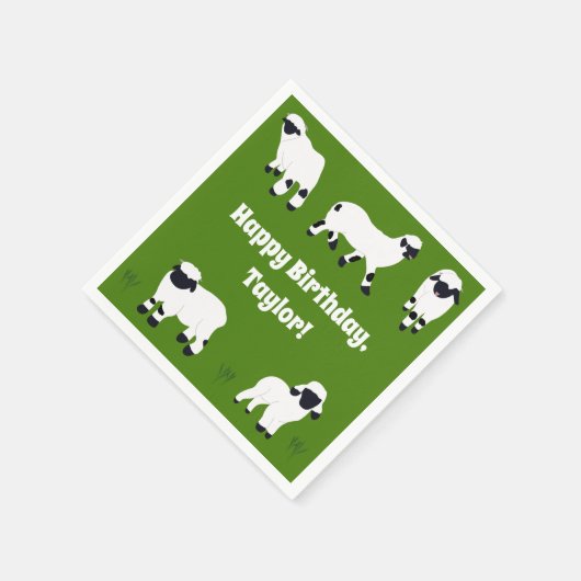 ヴァレブラックノセシープファームをテーマにしたパーティー スタンダードカクテルナプキン (角)