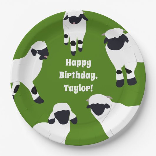 ヴァレブラックノセシープファームをテーマにしたパーティー ペーパープレート (正面)