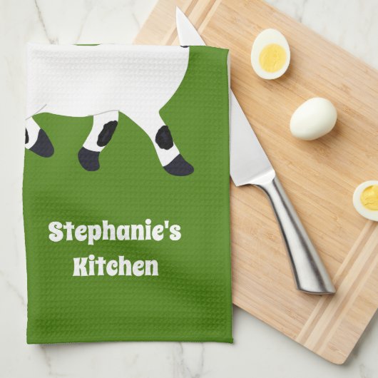 ヴァレブラックノセヒツジパーソナライズされた農家 キッチンタオル (四つ折り)