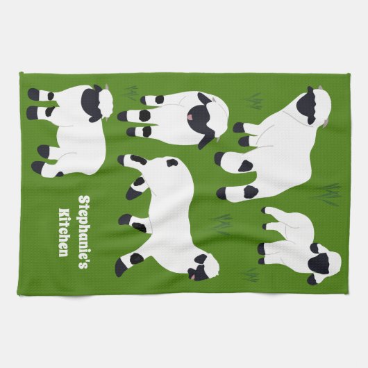 ヴァレブラックノセヒツジパーソナライズされた農家 キッチンタオル (横)
