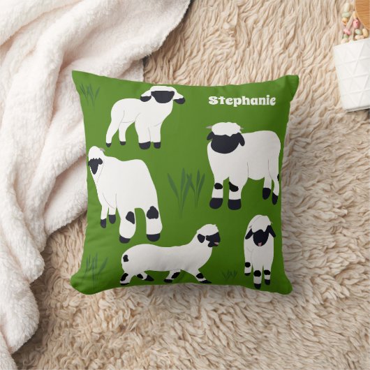 ヴァレブラックノセヒツジパーソナライズされた農家 クッション (ブランケット)