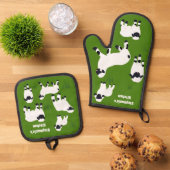 ヴァレブラックノセヒツジパーソナライズされた農家 鍋つかみ&鍋敷きセット (トップダウン)