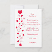 ヴァレンタインデーのウェディングパーティーのプロポーズカード 赤いハートのデザイン, 結婚式の最高の 招待状 (裏面)