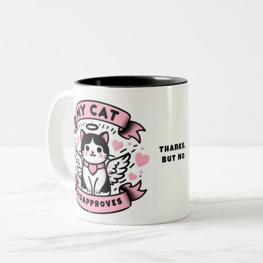 ヴァレンティおもしろいネスに対して私の猫は反対だ ツートーンマグカップ (正面左)