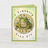 ヴァレンティおもしろいンズデイウォーターカラーフロッグ&名前をカスタムする カード (正面)