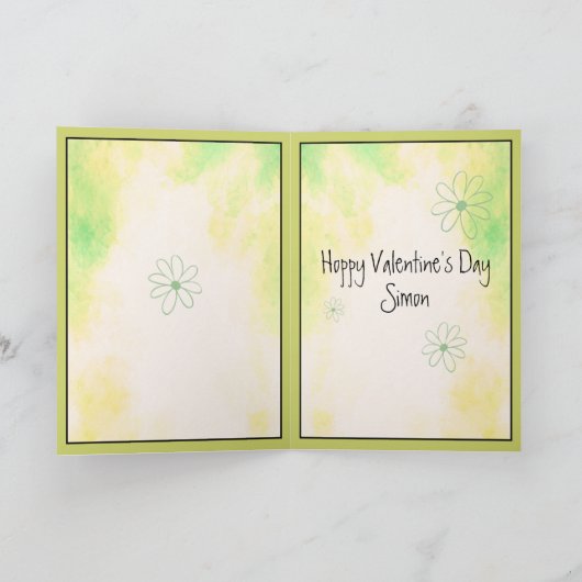 ヴァレンティおもしろいンズデイウォーターカラーフロッグ&名前をカスタムする カード (内部)