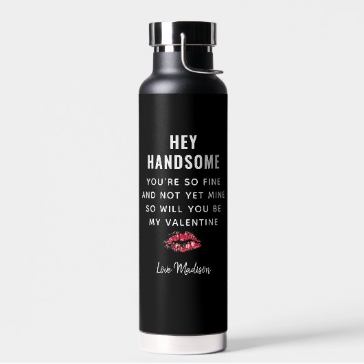 ヴァレンティおもしろいンズデイ詩彼氏キスモノグラム ウォーターボトル (左面)