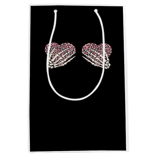 ヴァレンティおもしろいンデイスケルトンハンズハートガールCl ミディアムペーパーバッグ (正面)