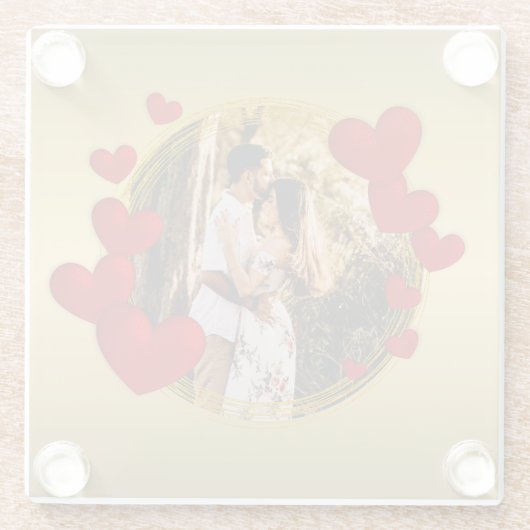 ヴァレンティエレガントンズラブアニバーサリー赤いハート ガラスコースター (裏面)