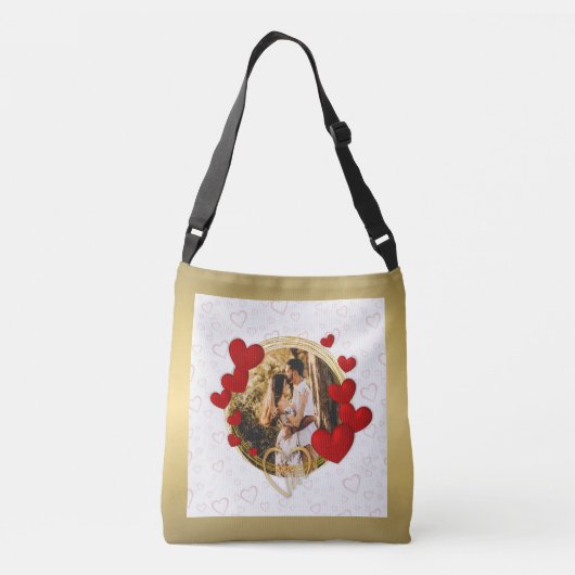 ヴァレンティエレガントンズラブアニバーサリー赤いハート クロスボディバッグ (裏面)