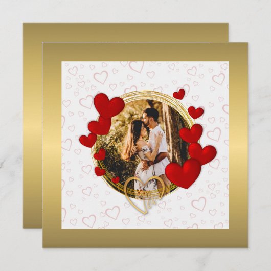 ヴァレンティエレガントンズラブアニバーサリー赤いハート サンキューカード (正面/裏面)