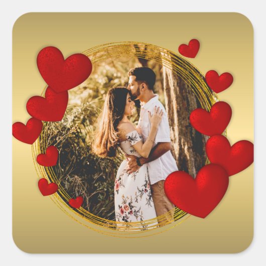 ヴァレンティエレガントンズラブアニバーサリー赤いハート スクエアシール (正面)