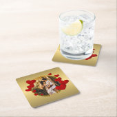 ヴァレンティエレガントンズラブアニバーサリー赤いハート スクエアペーパーコースター (インサイチュ)