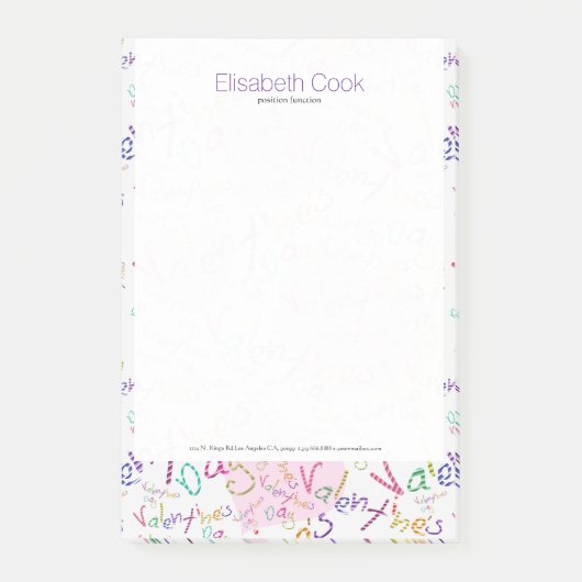 ヴァレンティカラフルンハートと文字パターン ポストイット (正面)