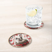 ヴァレンティネスフランスのブルドッグ ラウンドペーパーコースター (インサイチュ)