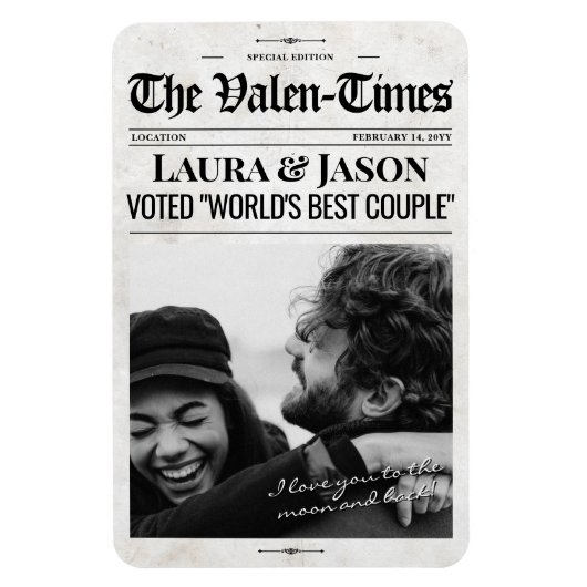 ヴァレンティパーソナライズされたンギフト新聞マグネット マグネット (縦)