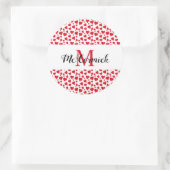 ヴァレンティパーソナライズされたンズデイ赤いハートドードル ラウンドシール (バッグ)