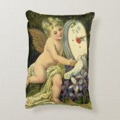 ヴァレンティビクトリアンンズデー、ヴィンテージエンジェルラブバード アクセントクッション (裏面(縦))