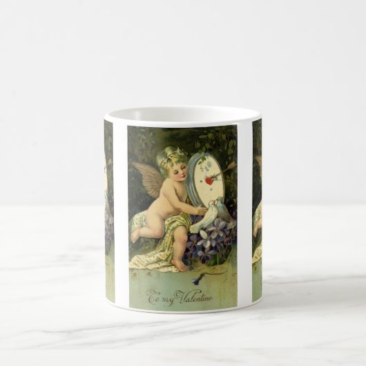 ヴァレンティビクトリアンンズデー、ヴィンテージエンジェルラブバード コーヒーマグカップ (中央)