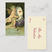 ヴァレンティビクトリアンンズデー、ヴィンテージエンジェルラブバード ノートカード (正面/裏面)