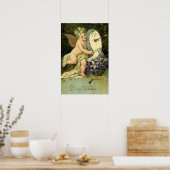 ヴァレンティビクトリアンンズデー、ヴィンテージエンジェルラブバード ポスター (キッチン)