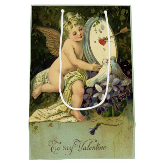 ヴァレンティビクトリアンンズデー、ヴィンテージエンジェルラブバード ミディアムペーパーバッグ (裏面)