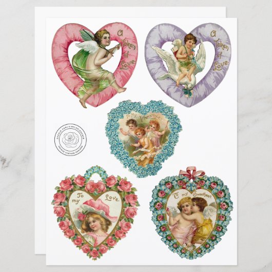 ヴァレンティビクトリアンンハートスクラップブック紙 (正面/裏面)