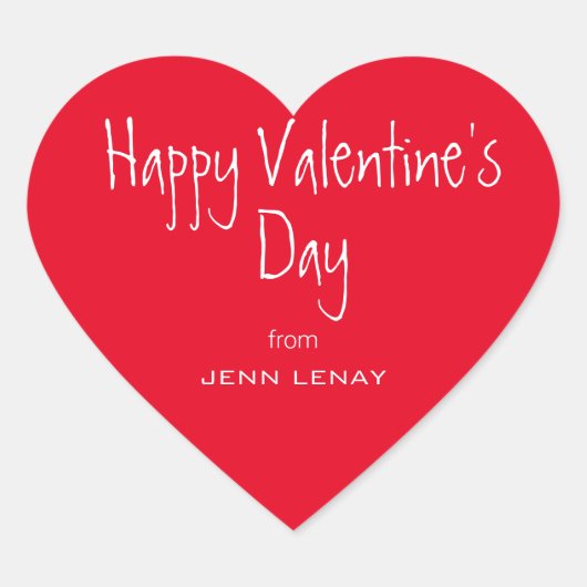 ヴァレンティモダンンズデイ赤いハートパーソナライズされた ハートシール (正面)