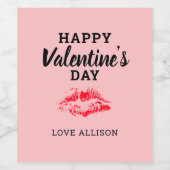 ヴァレンティモダンンズレッドキスピンクパーソナライズされた ワインラベル (シングルラベル)