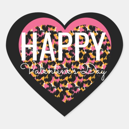 ヴァレンティンズデイアニマルプリントハート ハートシール (正面)