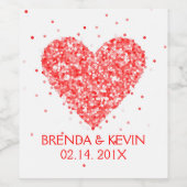 ヴァレンティンズレッドグリッターハート ワインラベル (シングルラベル)