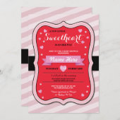 ヴァレンティーンズスイートハートベビーシャワーガールラブ招待状 招待状 (正面/裏面)
