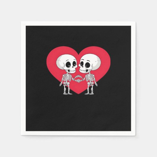 ヴァレンティーンズデイおもしろいスケルトンハンドハート スタンダードカクテルナプキン (正面)