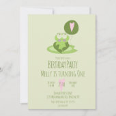 ヴァレンティーンズデイカエル誕生日バルーングリーン 招待状 (正面)