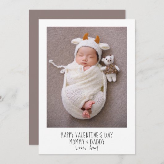 ヴァレンティーンズデイカードベビー写真:新しい親のための写真 シーズンカード (正面/裏面)