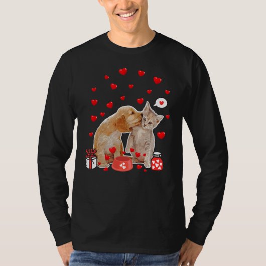 ヴァレンティーンズデイキャットドッグラバーキャットドッグパパママT Sh Tシャツ (正面)