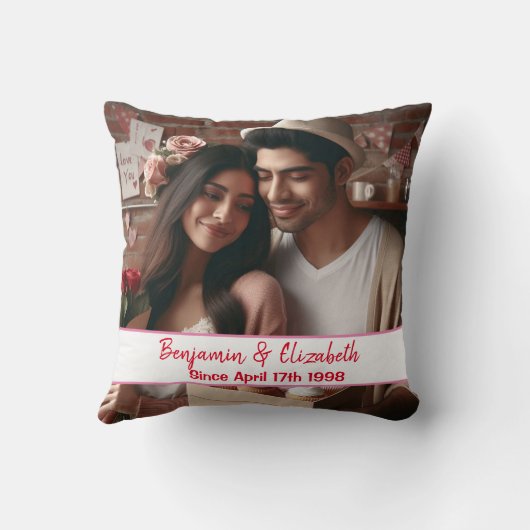 ヴァレンティーンズデイキャンディカスタムハート写真スペインの クッション (裏面)