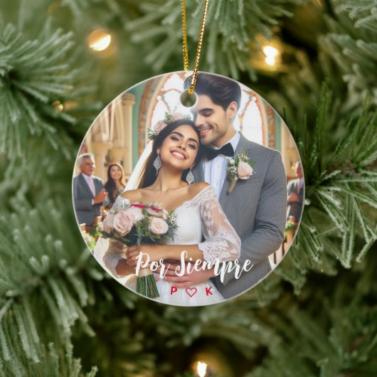 ヴァレンティーンズデイキャンディカスタムハート写真スペインの セラミックオーナメント (ツリー)