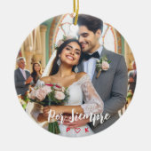 ヴァレンティーンズデイキャンディカスタムハート写真スペインの セラミックオーナメント (正面)