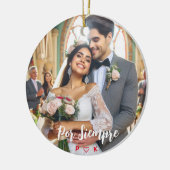 ヴァレンティーンズデイキャンディカスタムハート写真スペインの セラミックオーナメント (左)